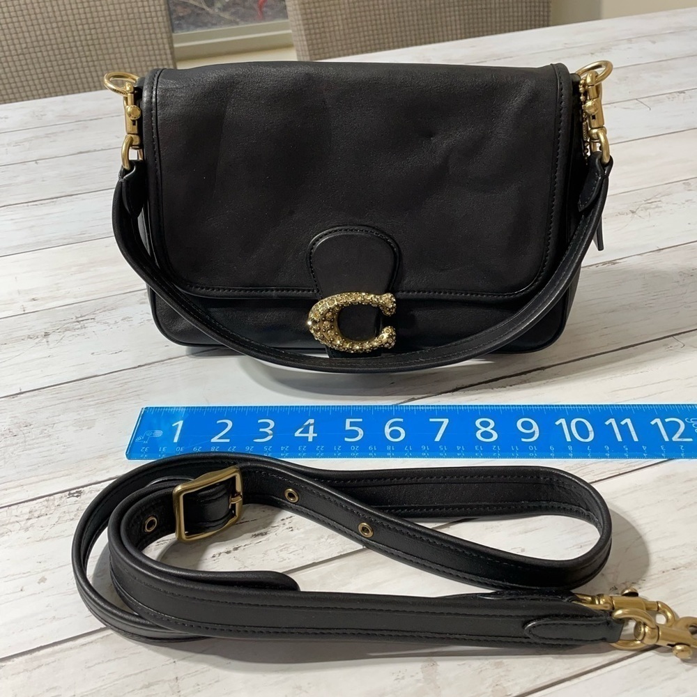 COACH Soft Calf Leather Tabby Shoulder Bag With Rhinestone Buckle Crossbody - Picture 4 of 14